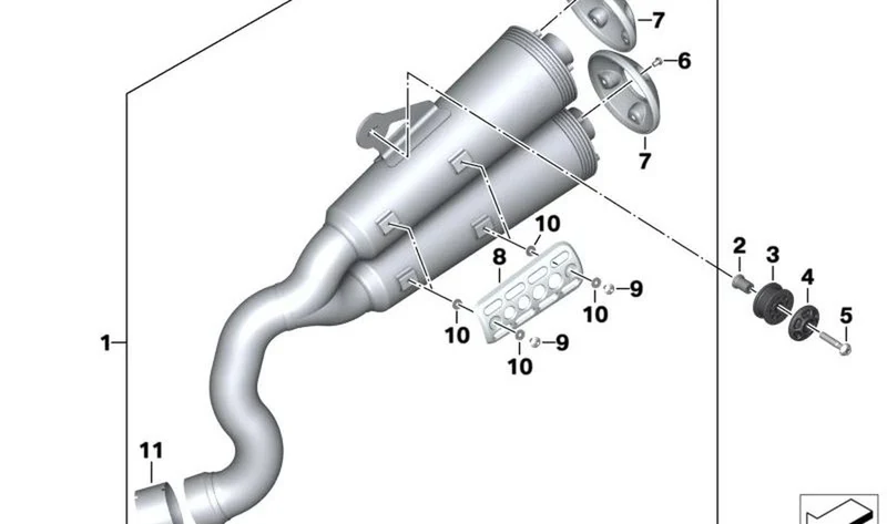 Caperuza silenciador final trasero OEM 18518564284 para motos BMW R nineT, R nineT Scrambler, R nineT Urban G/S. Original BMW Motorrad.
