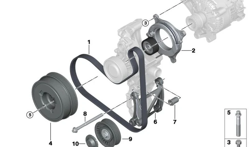 Polea de reenvío OEM 11288590727 para MINI F56, F55, F54, F57, F60... y más. Original MINI.