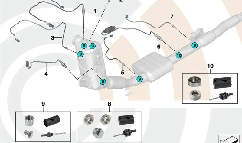 Palpador de temperatura de gases de escape OEM 13628595468 para MINI F56, F55, F57... y más. Original MINI.
