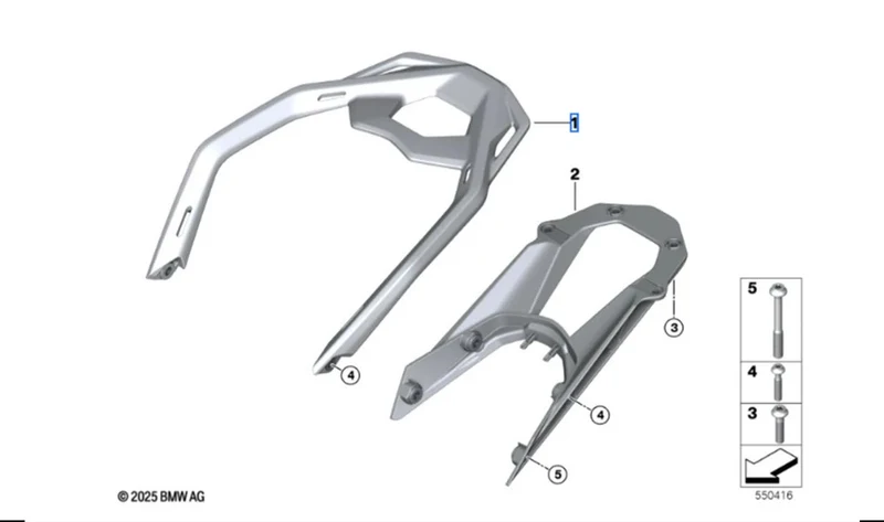 Puente portaequipajes trasero OEM 46541542769 para motos BMW R 1300 GS (KA1). Original BMW Motorrad.