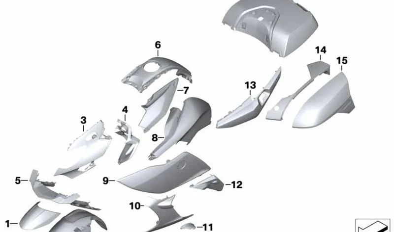 Cubierta del depósito central OEM 46638561311 Monolith-Metallic para motos BMW K1600 GT, K1600 GTL (06/2013 - 08/2016). Original BMW Motorrad.