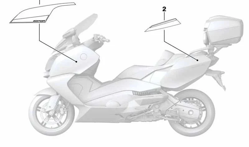 Inscripción izquierda OEM 51148555495 para BMW Motorrad C 650 GT (K19) 2012-2015. Original BMW Motorrad.