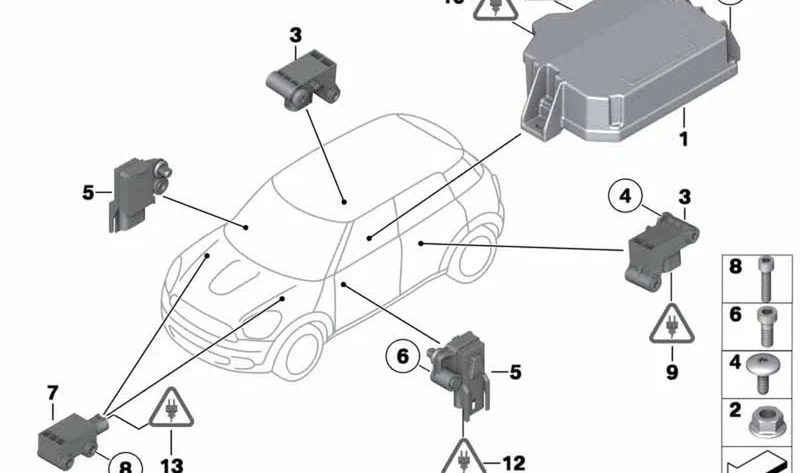 Sensor columna B OEM 65776977398 para MINI R56, Clubman R55 y BMW Serie 5 E60, E61, Serie 6 E63... y más. Original BMW y MINI.