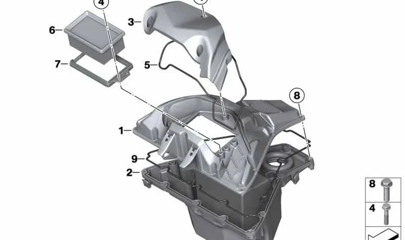 Caja del filtro de aire superior OEM 13717696690 para motos BMW G 650 X (K15). Original BMW Motorrad.