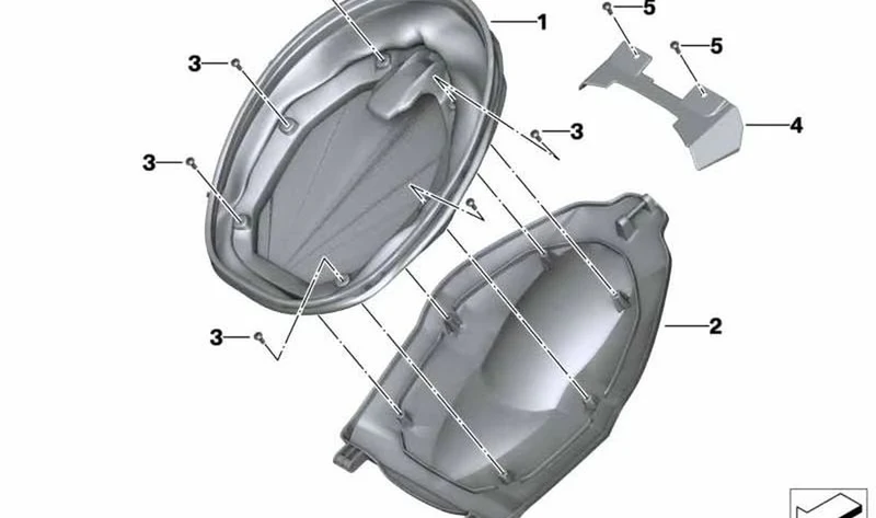 Compartimento portaequipajes OEM 46637725226 para motos BMW C 600 Sport, C 650 Sport. Original BMW Motorrad.