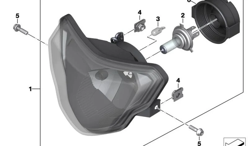 Faro delantero OEM 63128546522 para motos BMW G 310 GS, G 310 R. Original BMW Motorrad.