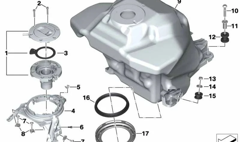 Soporte revestimiento del depósito OEM 46638394485 para BMW Motorrad S 1000 XR (K69), M 1000 XR (KM9). Original BMW Motorrad.
