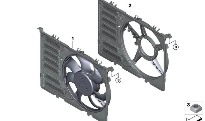 Marco del ventilador OEM 17429494889 para MINI F56 BEV, F56 BEV LCI, Cabrio F57 BEV. Original MINI.