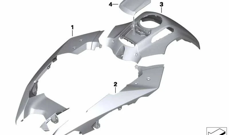 Tapa lateral derecha Alpine-White OEM 46638549253 para BMW Motorrad R 1200 GS Adventure, R 1250 GS Adventure. Original BMW Motorrad.