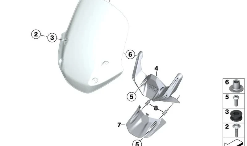 Soporte de parabrisas OEM 46638382811 para motos BMW R1200R, R1250R. Original BMW Motorrad.