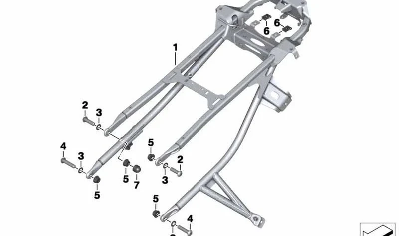 Cuadro trasero OEM 46518532567 para motos BMW F 800 GT, F 800 R. Original BMW Motorrad.