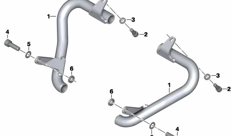 Estribo de protección de motor izquierdo OEM 11848544347 para motos BMW K1600GT, K1600GTL. Original BMW Motorrad.