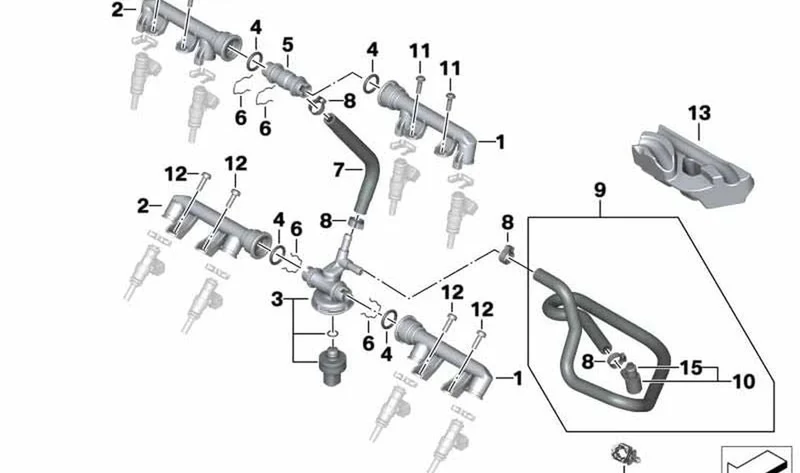 Soporte manguera de combustible OEM 13537708944 para motos BMW HP4, S 1000 RR, S 1000 R. Original BMW Motorrad.