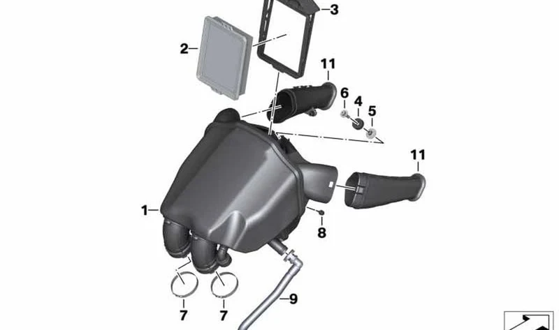 Esnórquel de aspiración izquierdo OEM 13718558947 para motos BMW F 750 GS, F 850 GS, F 900 GS, F 900 XR... y más. Original BMW Motorrad.