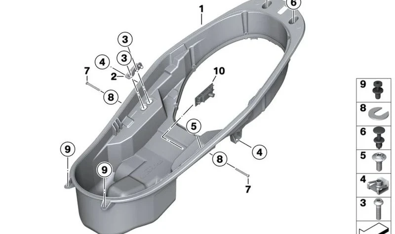 Piso del compartimento portaobjetos OEM 46548558591 para BMW Motorrad C 400 GT, C 400 X. Original BMW Motorrad.