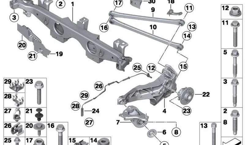 Soporte de rueda de emergencia izquierdo OEM 33321505391 para MINI R50, R56, R52, R58, R59. Original MINI.