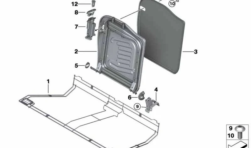 Marco respaldo derecho OEM 52209128594 para MINI Cabrio R57, R57 LCI. Original MINI.