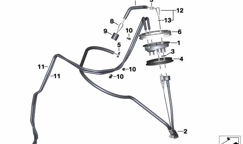 Tubo de retorno de combustible OEM 13537707259 para motos BMW R1200GS, R1200GS Adventure. Original BMW Motorrad.