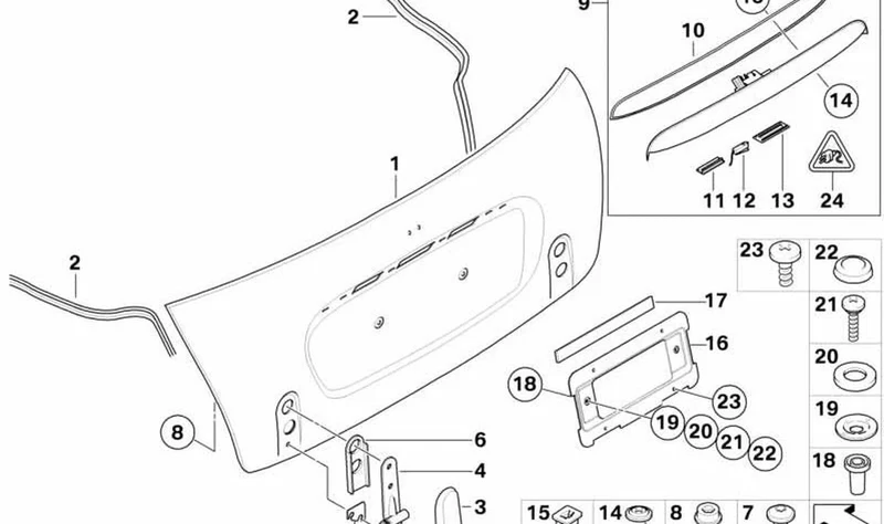 Bisagra de tapa de portamaletas derecha OEM 41627144002 para MINI Cabrio R52 (11/2002 - 07/2008). Original MINI.