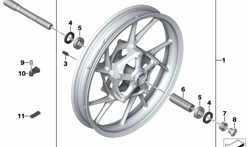 Llanta de fundición gris delantera OEM 36318394332 para motos BMW F 750 GS, F 800 GS. Original BMW Motorrad.