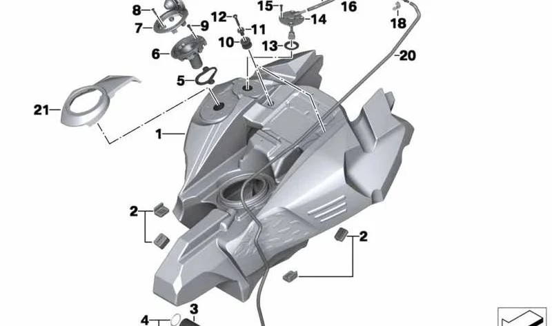 Depósito de combustible OEM 16118530522 para motos BMW F 800 GS Adventure (05/2012 - 12/2017). Original BMW Motorrad.