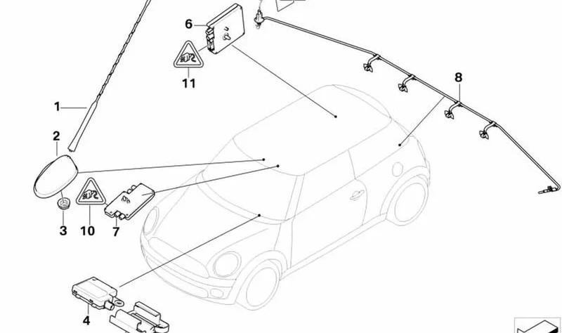 Tuerca de antena OEM 65209149109 para MINI Cabrio R57, R57 LCI. Original MINI.