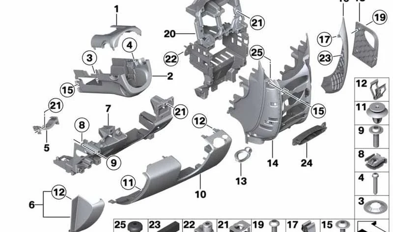 Paramento central OEM 51459804938 para MINI Countryman R60, Paceman R61. Original MINI.