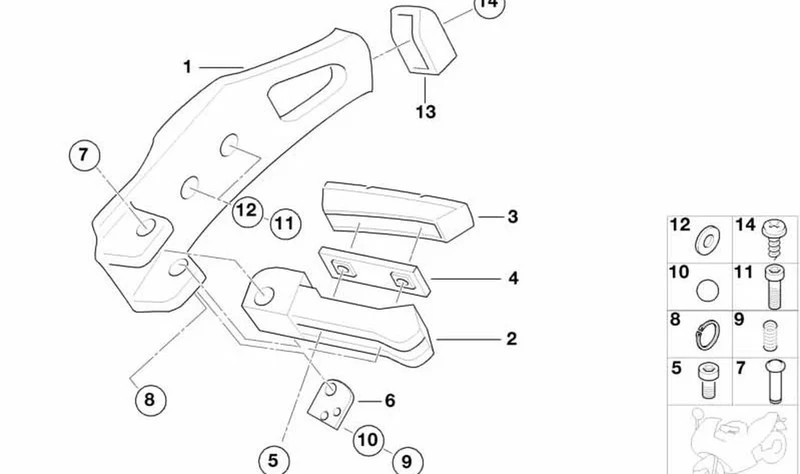 Reposapiés trasero izquierdo OEM 46712335875 para motos BMW R1150R, R850R. Original BMW Motorrad.