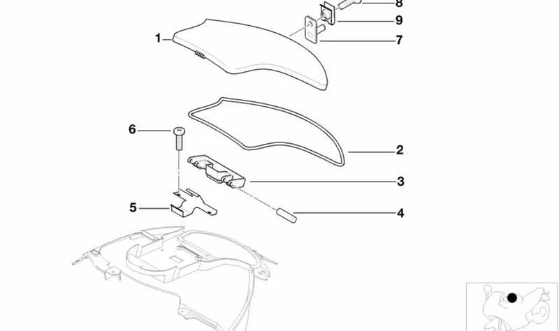 Bisagra OEM 46632309566 para BMW Motorrad K 1200 LT, K 1200 RS. Original BMW Motorrad.