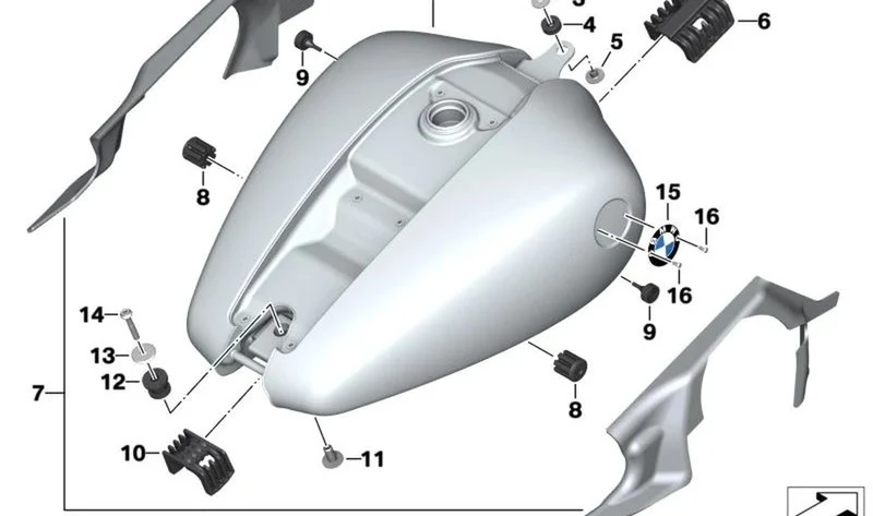Depósito de combustible OEM 16111540793 para BMW Motorrad R 18 B, R 18 Transcontinental. Original BMW Motorrad.
