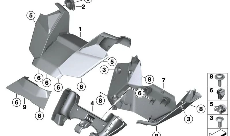 Revestimiento de manillar abajo OEM 46638385040 para BMW Motorrad CE04 K07. Original BMW Motorrad.