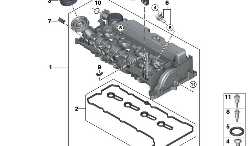 Juego de juntas tapa de culata OEM 11128473265 para MINI F56, F55, Clubman F54, Countryman F60... y más. Original MINI.