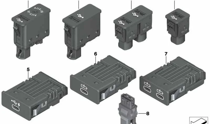 Conexión USB dual OEM 84109376437 para MINI F56, F55, Cabrio F57... y más. Original MINI.
