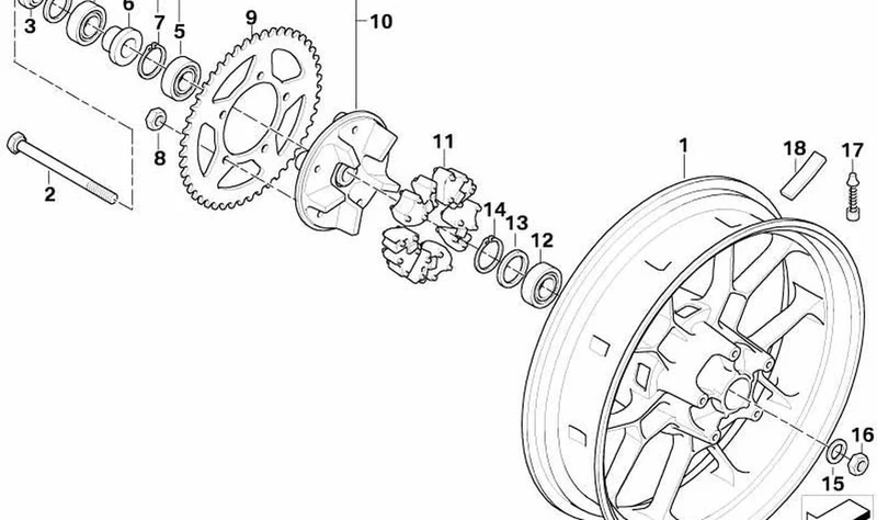 Soporte de rueda de cadena OEM 27717696772 para motos BMW G 650 X (K15). Original BMW Motorrad.