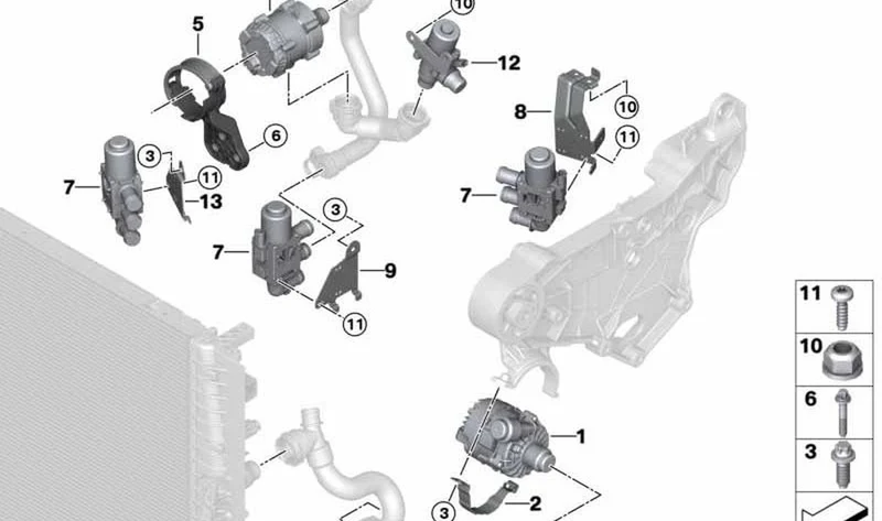 Soporte válvula de conmutación OEM 64219490061 para MINI F56 BEV, F56 BEV LCI, Cabrio F57 BEV. Original MINI.