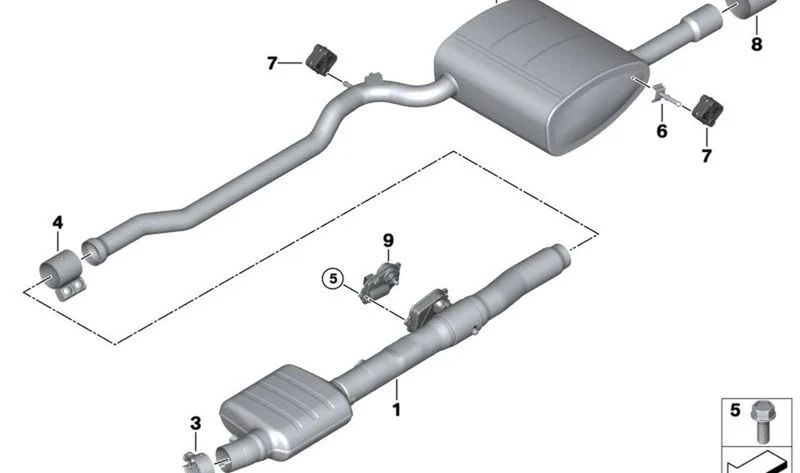 Silenciador adicional trasero OEM 18308594008 para MINI F56 Cooper D, F57 Cooper D, One D... y más. Original MINI.