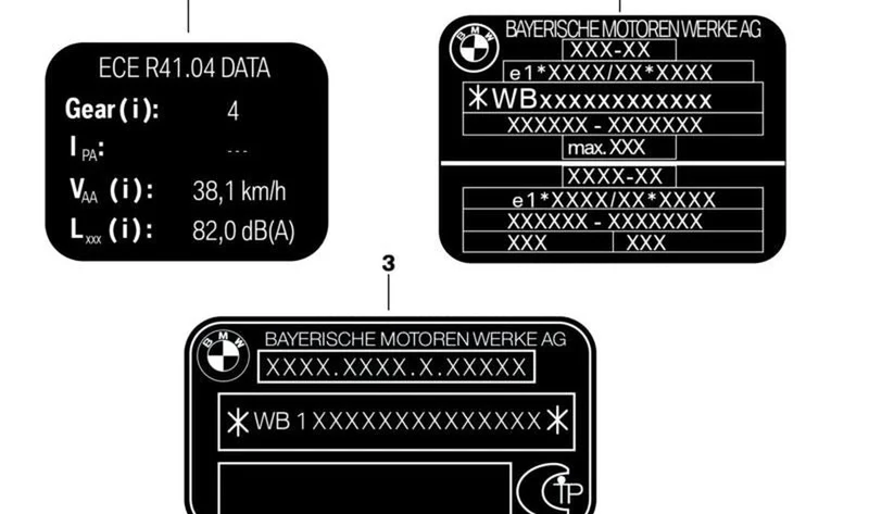 Rótulo indicativo "Instrucción Ruido" OEM 71228409540 para BMW F750GS, F800GS. Original BMW Motorrad.