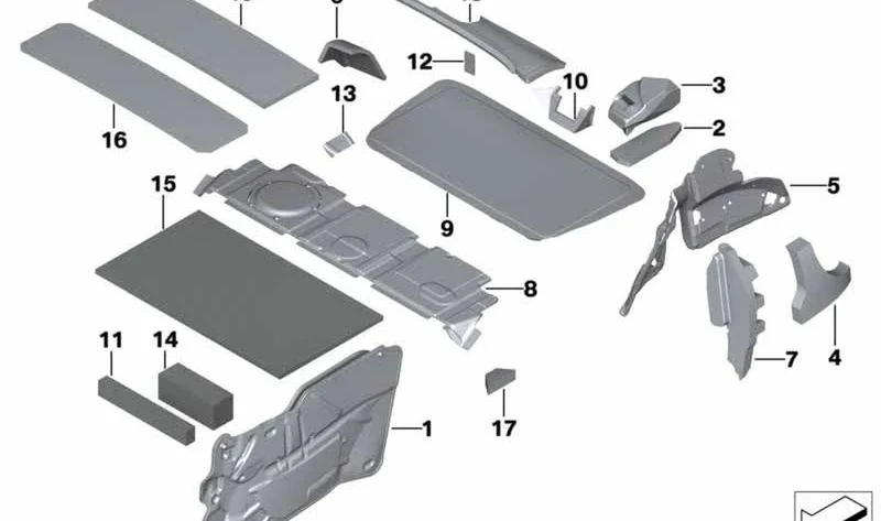 Insonorización pasarruedas izquierdo OEM 51489801305 para MINI Countryman R60, Paceman R61. Original MINI.