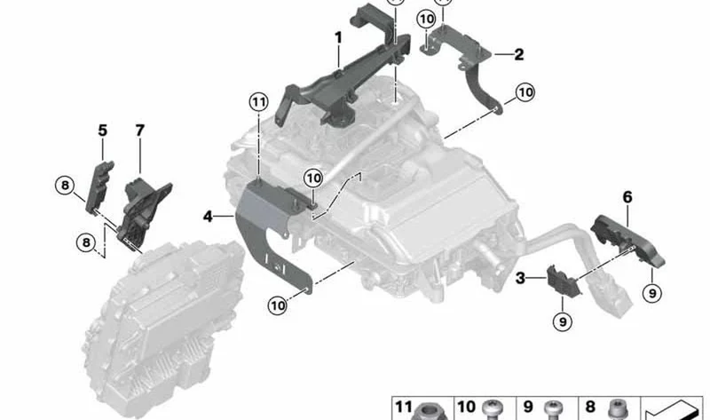 Chapa de sujeción descarga de tracción OEM 12909470180 para MINI F56 BEV, F56 BEV LCI. Original MINI.