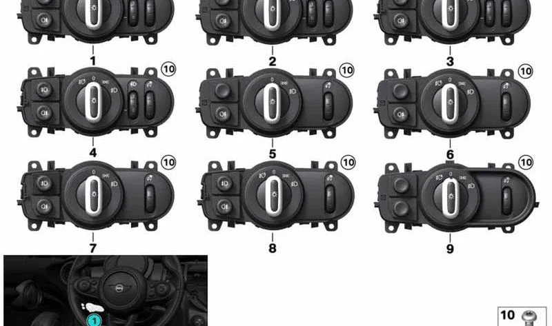 Dispositivo de mando de luz OEM 61315A25493 para MINI Countryman F60, F60 LCI. Original MINI.
