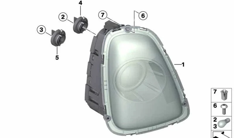 Luz trasera lateral derecha OEM 63217275120 para MINI Clubman R55 LCI (2009-2014). Original MINI.