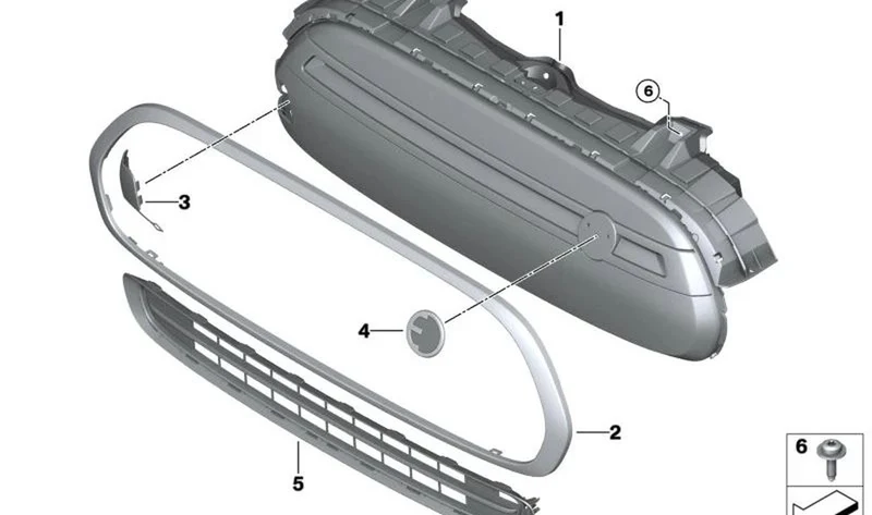 Rejilla decorativa capó delantero OEM 51137499533 para MINI F56, Cooper SE... y más. Original MINI.