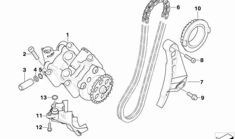 Guía de cadena para bomba de aceite OEM 11417677961 para BMW K1200S, K1300S, K1200R, K1300R... y más. Original BMW Motorrad.
