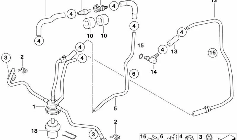 Tubería de retorno OEM 13537690950 para motos BMW R1200S, HP2 Sport. Original BMW Motorrad.