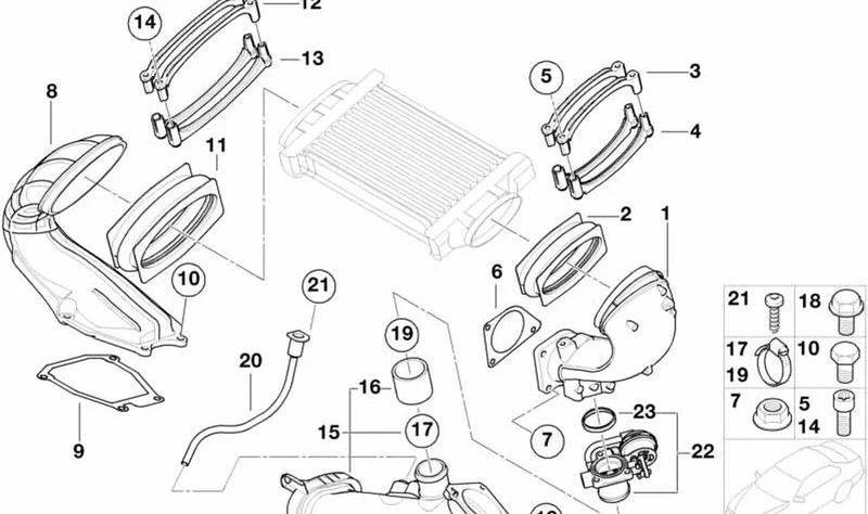 Guía de aire OEM 17511524536 para MINI R52, R53. Original MINI.