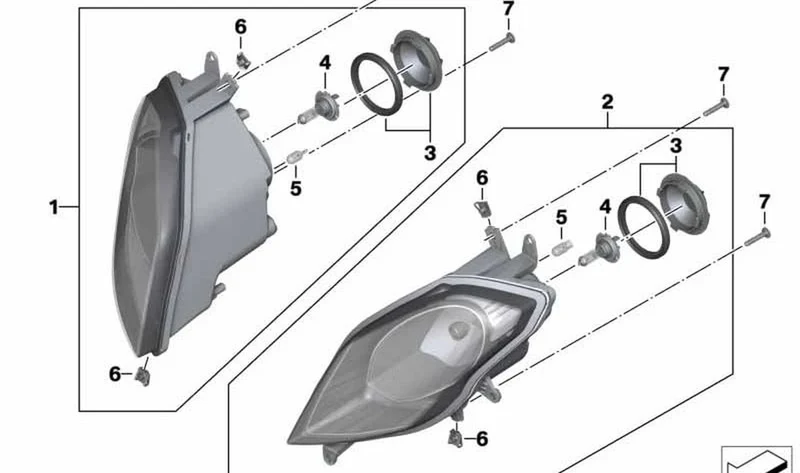 Caperuza de faro OEM 63127720060 para motos BMW R1200RS, HP4, S1000RR, S1000R, S1000XR... y más. Original BMW Motorrad.