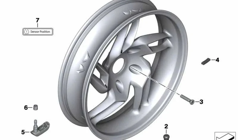 Rueda trasera plata 4.00x17" OEM 36317707408 para BMW Motorrad R1200GS (K25). Original BMW Motorrad.