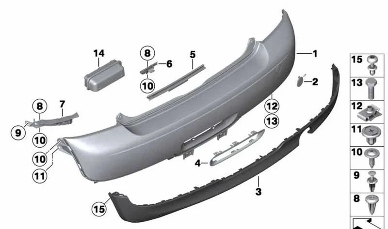 Espoiler central OEM 51127265087 para MINI R56 LCI, Cabrio R57 LCI, Coupé R58, Roadster R59. Original MINI.