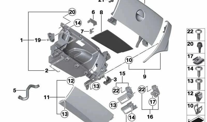 Tapa guantera derecha OEM 51459811005 para MINI Countryman R60, Paceman R61. Original MINI.