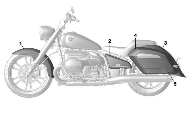 Tapa de maleta izquierda OEM 46547924601 para BMW Motorrad R 18 B, R 18 Transcontinental, R 18 Roctane. Original BMW Motorrad.